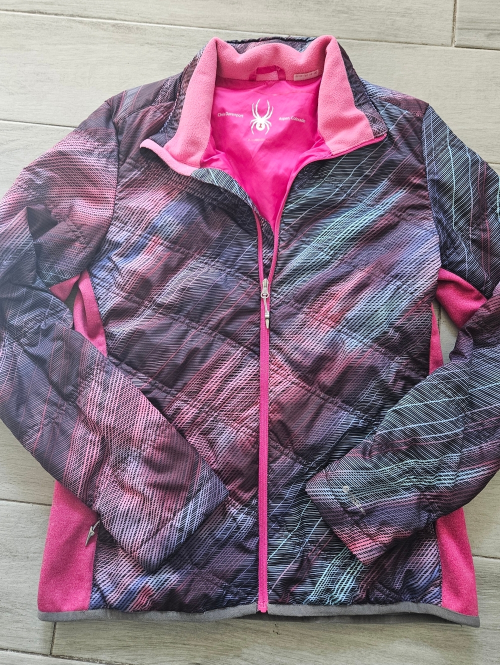 Spyder Women’s Multicolor Quilted Pink-Accented Insulated Jacket